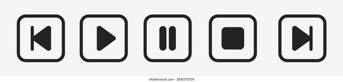 Wiedergeben von Schaltflächen-Symbolkreisen, Start-Buttons Illustration Video-Player Navigieren Symbol