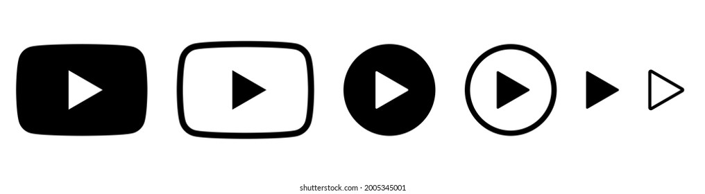 Play buttons set. Vector icons isolated on white background 