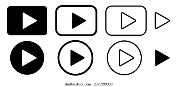 Spielen Sie die Tasten ein. Vektorsymbole. Musik-Video-Startzeichen einzeln auf weißem Hintergrund