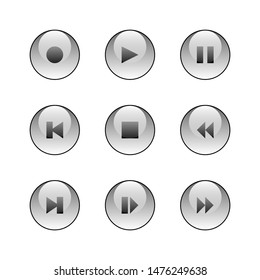Play buttons vector design. Record player glass buttons
