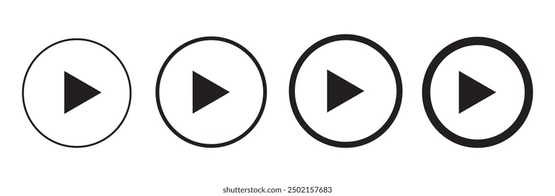 Play buttons vector icon set Isolated on transparent background. Web ui design play buttons set. Vector eps. Video player buttons. Vector EPS 10