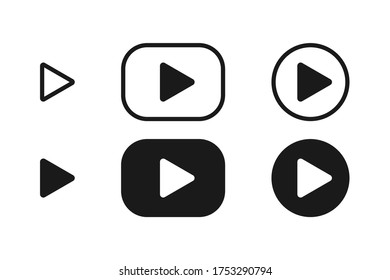 Play buttons vector icons. Play button, isolated. Play buttons in square and circle. Vector illustration