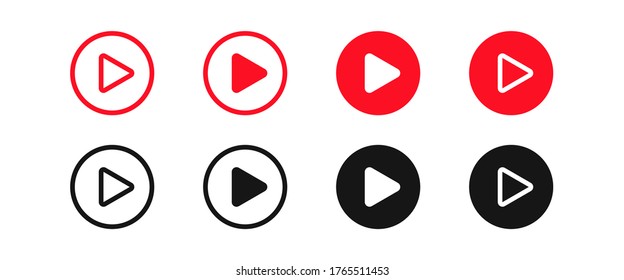 Play buttons. Web icon isolated set. Vector illustration