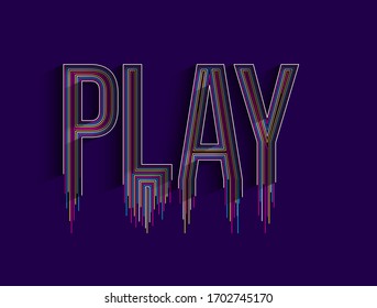 Play Calligraphic line art Text shopping poster vector illustration Design.