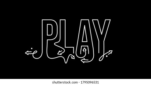 Play Calligraphic line art Text shopping poster vector illustration Design.