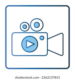 Play camera video icon illustration. icon related to multimedia. Lineal color icon style, two tone icon. Simple vector design editable