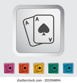 Play card. Single flat icon on the button. Vector illustration.