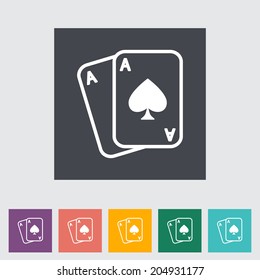 Play card. Single flat icon on the button. Vector illustration.