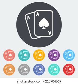 Play card. Single flat icon on the circle. Vector illustration.