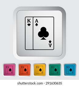 Play card. Single flat icon on the button. Vector illustration.