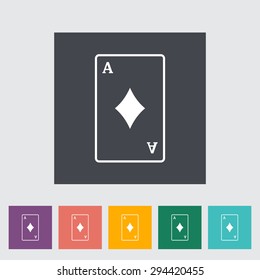 Play card. Single flat icon on the button. Vector illustration.