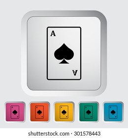 Play card. Single flat icon on the button. Vector illustration.