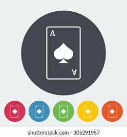 Play card. Single flat icon on the circle button. Vector illustration.