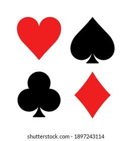 Play Card Symbol Suit Vector Icon. Poker Heart Ace Spade, Diamond Casino Card Symbol