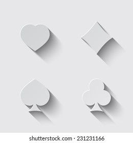  Play card's signs vector- icon with shadow on a grey background