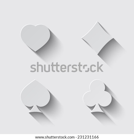  Play card's signs vector- icon with shadow on a grey background