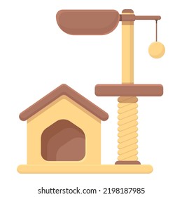 Play cat tower icon cartoon vector. House pet. Shop toy