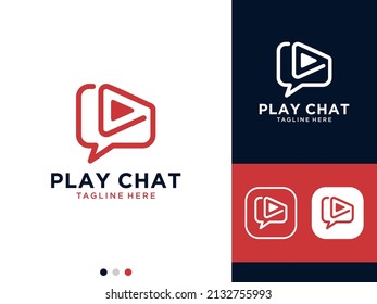 diseño del logotipo de arte de la línea de chat