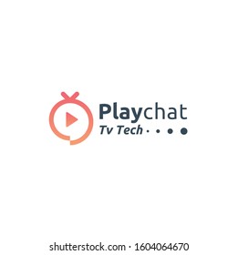 play chat logo icon. Technology for tv industry. Simple and modern design
