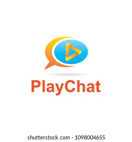 play chat logo template design vector