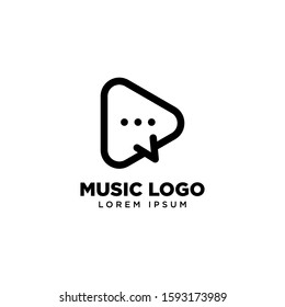 Play Chat Logo template, Music icon logo design inspiration