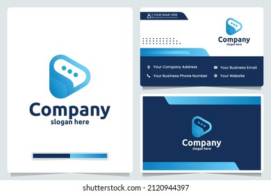 reproducir, chatear, plantilla de diseño de logotipo