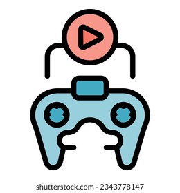 Play chest icon outline vector. Mobile menu. Gold slot color flat