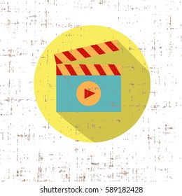 Play cinema icon retro style with screen texture vector art