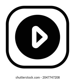 play circle Icon. Flat style rounded rectangle isolated on white background. Vector illustration