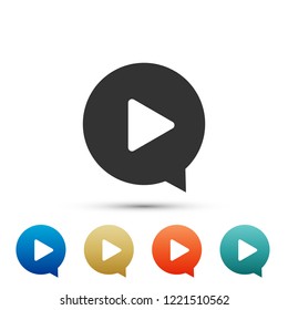 Play in circle icon isolated on white background. Set elements in colored icons. Flat design. Vector Illustration