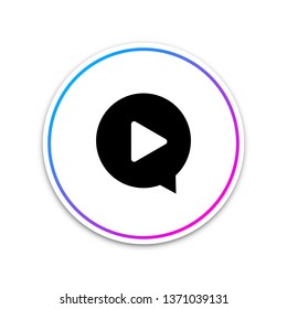 Play in circle icon isolated on white background. Circle white button. Vector Illustration