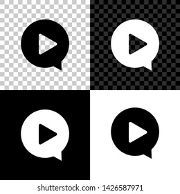 Play in circle icon isolated on black, white and transparent background. Vector Illustration