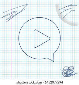 Play in circle line sketch icon isolated on white background. Vector Illustration