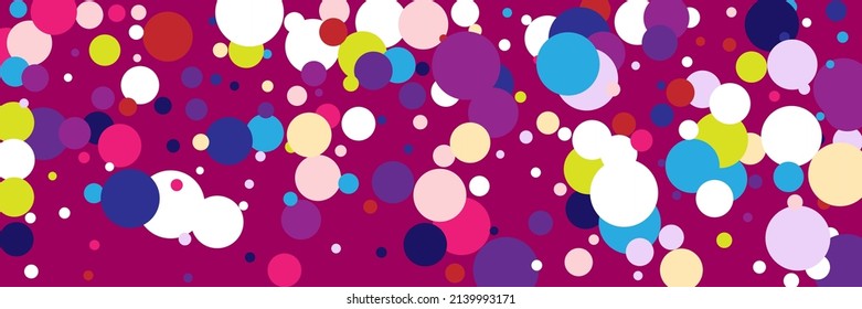 Play Circles Violet Vivid Yellow Print. Indigo Beige Dark Vibrant Bright Background. Pink Green Red Blue Multicolor Pastel Background. Color Purple Children Kids Rainbow White Textile.