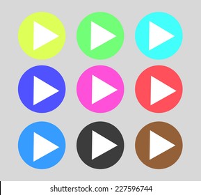Play Circular Vector Colorful Web Icon Set Button.