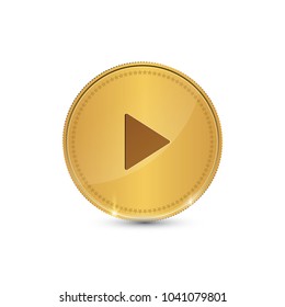 Play Circular Vector Gold Web Icon