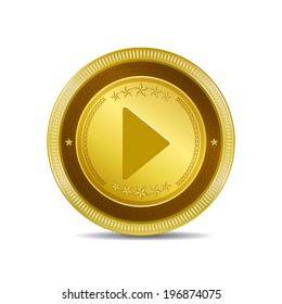Play Circular Vector Gold Web Icon Button