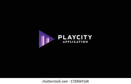 Play City Logo Vector Design Template. town and movie Icon. app Symbol For Company And business.