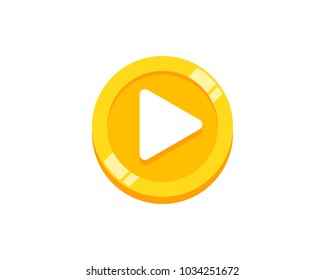 Play Coin Icon Logo Design Element