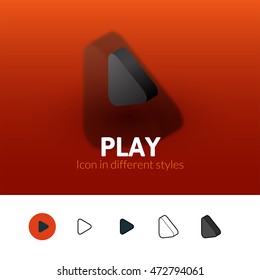 Play color icon, vector symbol in flat, outline and isometric style isolated on blur background