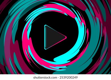 Play. Colored modern background in the style of the social network. Digital background. Stream cover. Social media concept. Vector illustration. EPS10