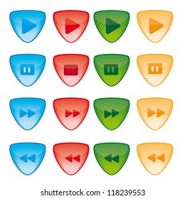 Play colorful web buttons for website or app. Vector eps10.