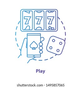 Play concept icon. Slots machine, one armed bandit games idea thin line illustration. Gambling addiction. Games of chance. Mobile casino and betting. Vector isolated outline drawing