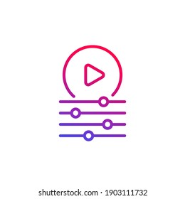 play control, settings line icon for web