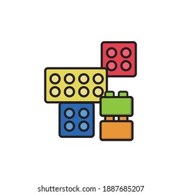 play Cubes. Colored line icons. Vector