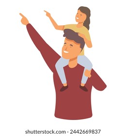 Play dad with kid icon cartoon vector. Stay on shoulders. Young people
