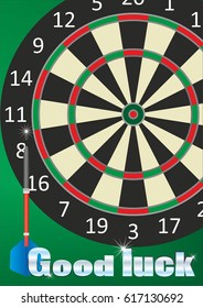play Darts, vector illustration, good luck