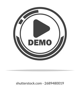 Jugar demo Botón contorno icono Vector transparente aislado