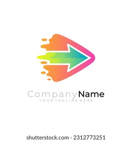 Reproducir diseño con el vector de logotipo de flecha, icono de swoosh y logotipos triangulares