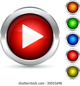 Play detailed button. Vector illustration.